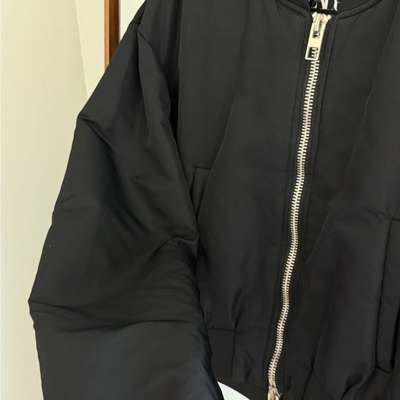 Zara Black Bomber Jacket with Silver Zipper - Picture 3 of 5